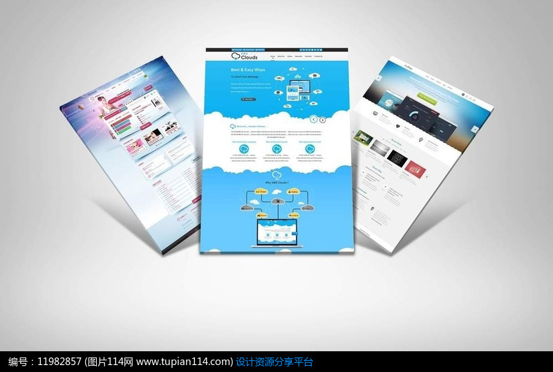 扁平化网页模板手机APP界面展示UI设计模板