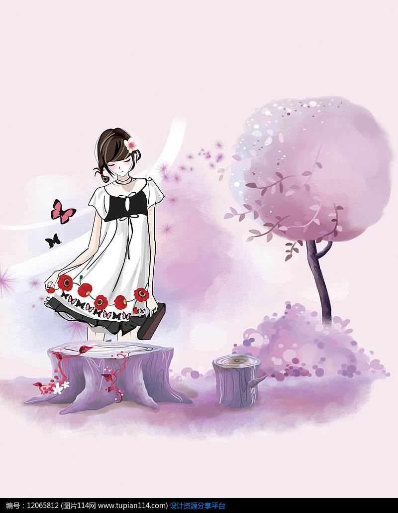 手绘时尚美女背景