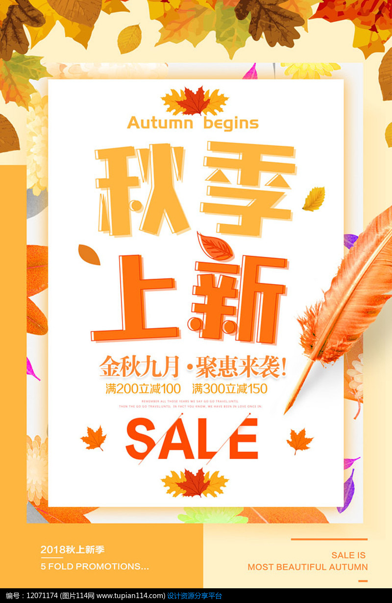 羽毛秋季上新宣传海报设计素材免费下载_海报设计其他